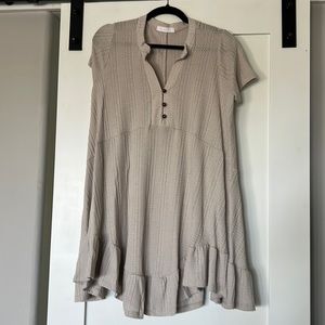 Beige knit short sleeve dress